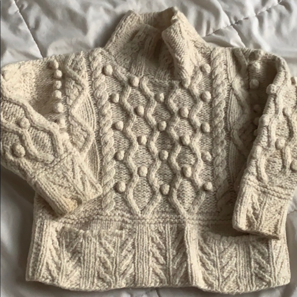 Hand knitted cream knobby sweater